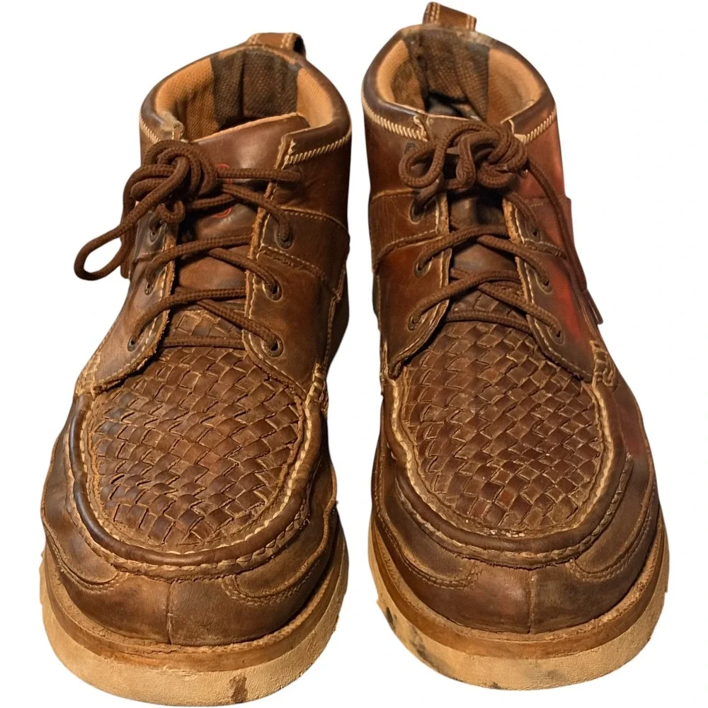 Twisted X Men's Basket Woven Saddle Chukka Boots Wedge Sole Size 10W MCA0032 4